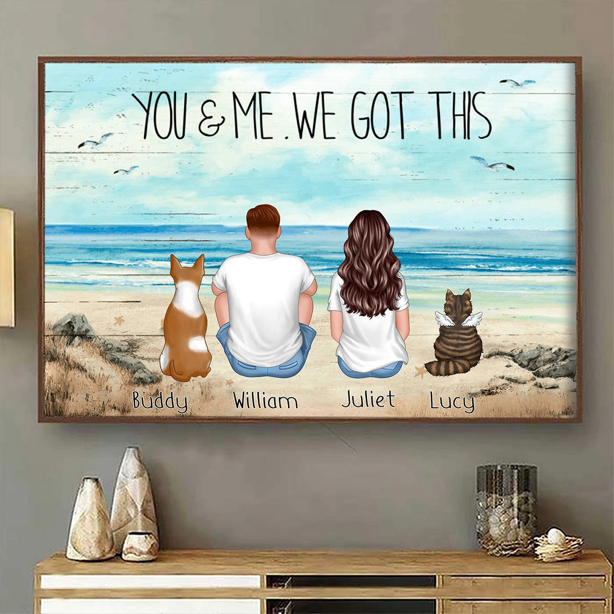 Custom 'Life We Loved' Beach Canvas for Couples & Pet Memorial For Loved One