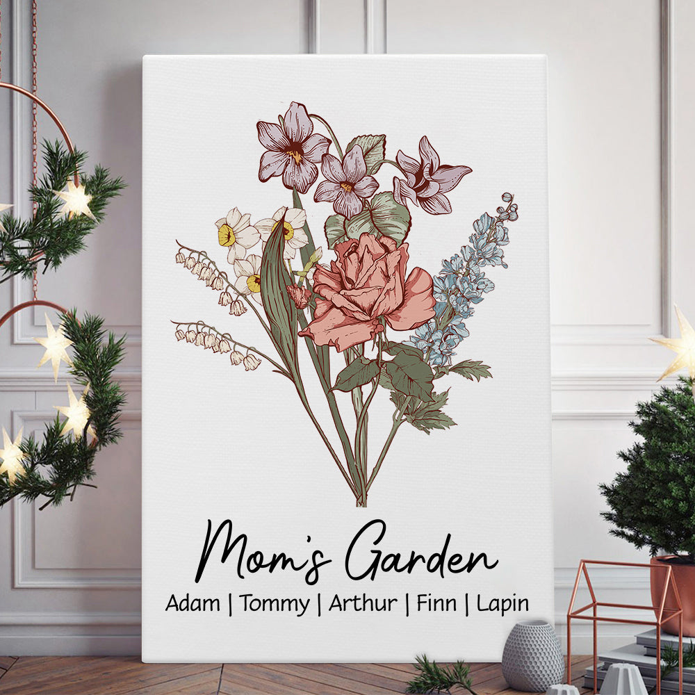 Personalized 'Mom's Garden' Birth Flower Canvas Gift for Mom & Grandma