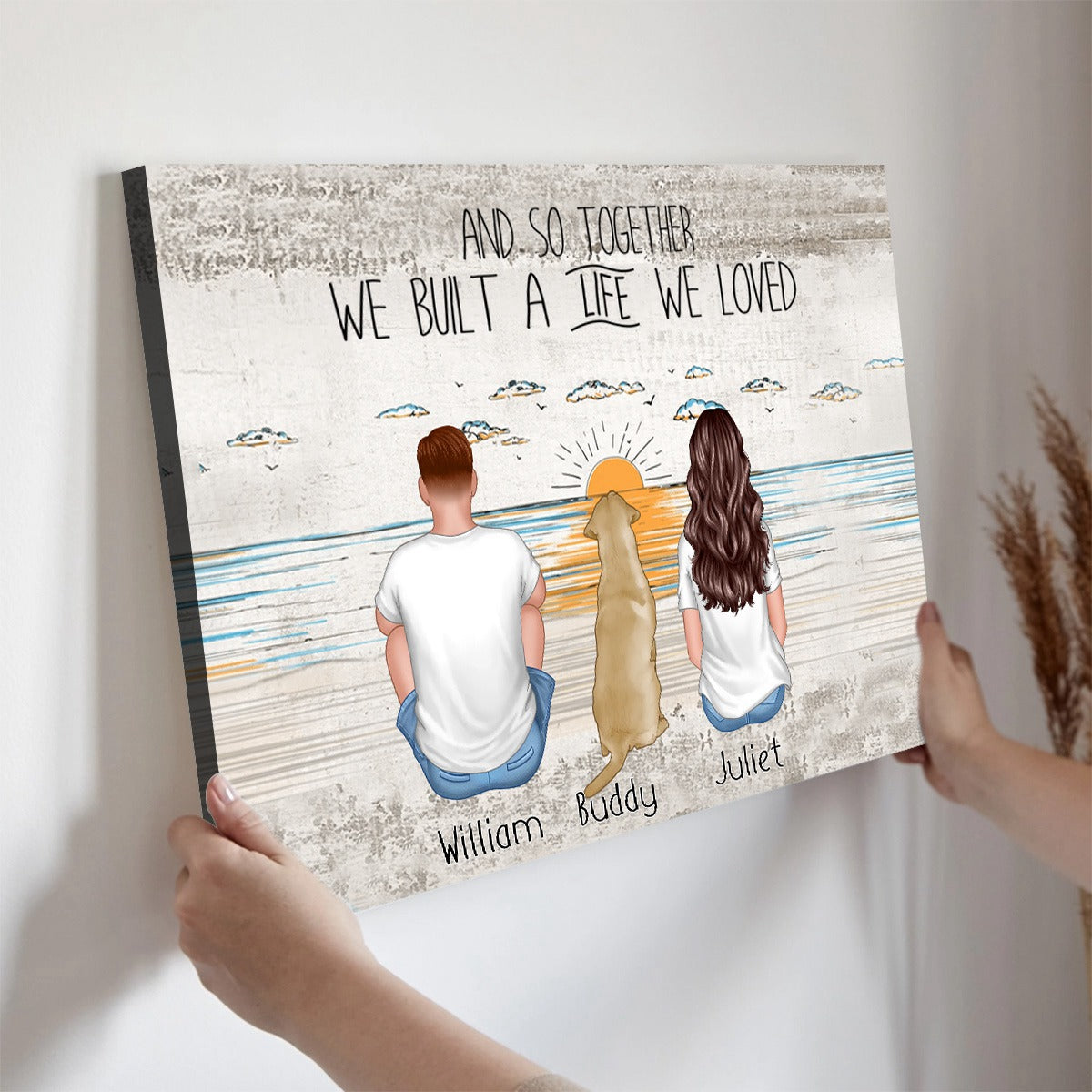Custom 'Life We Loved' Beach Canvas for Couples & Pet Memorial For Loved One