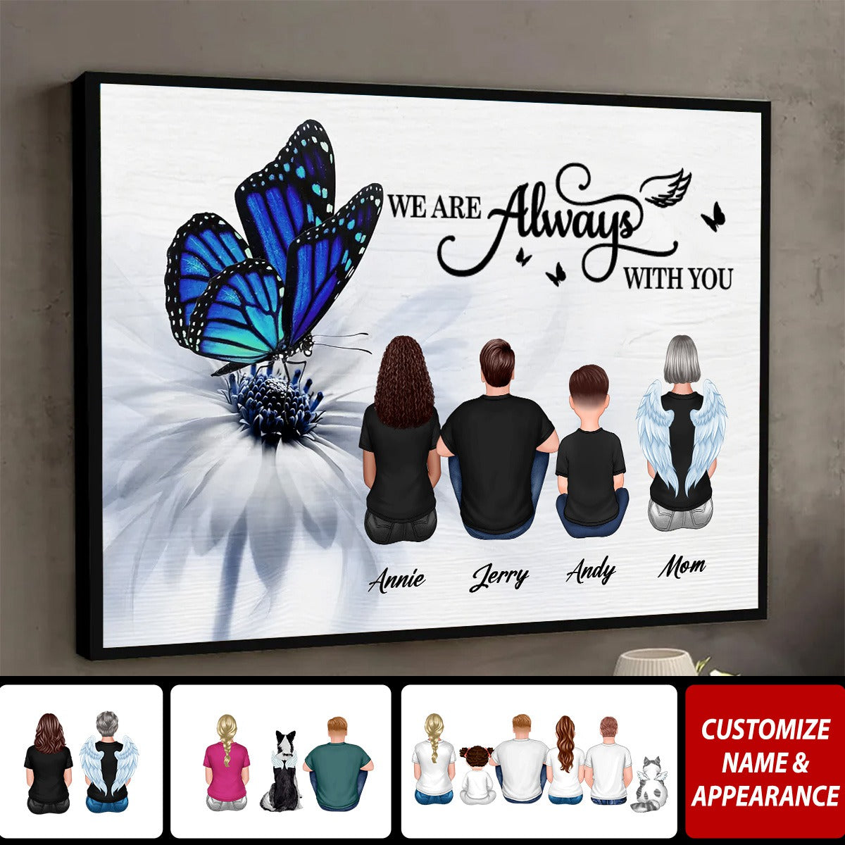 Personalized Memorial For Loved One Canvas: 'We Are Always With You' Family & Pet Keepsake