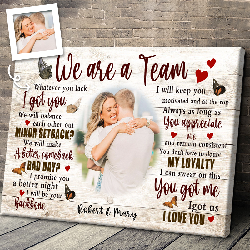 Personalized 'We Are A Team' Photo Canvas - Heartfelt Couple Gift Wall Art