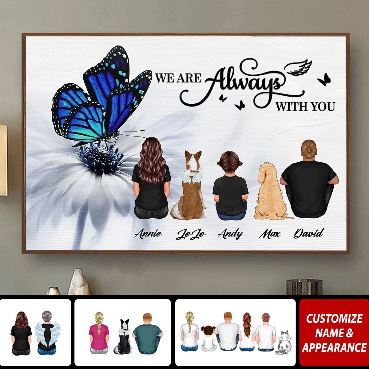Personalized Memorial For Loved One Canvas: 'We Are Always With You' Family & Pet Keepsake