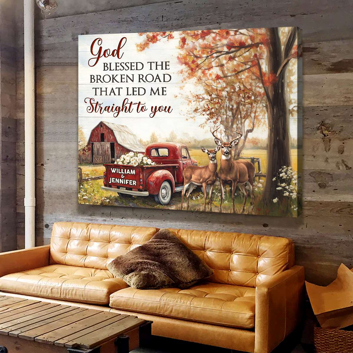 Heartfelt Personalized 'God Blessed The Broken Road' Couples Canvas Gift