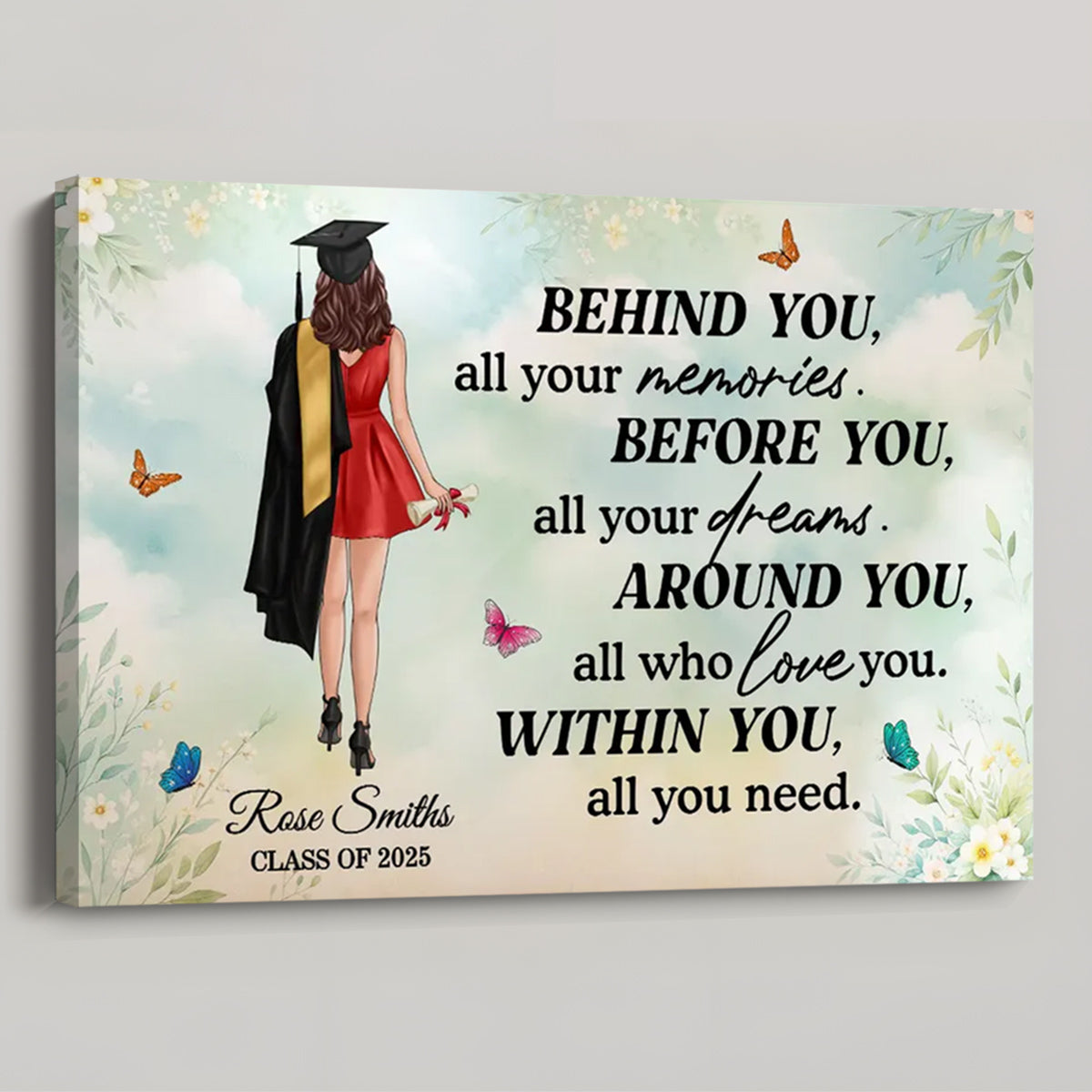 Custom Graduation Canvas Gift: 'Memories, Dreams & Love' For Grads