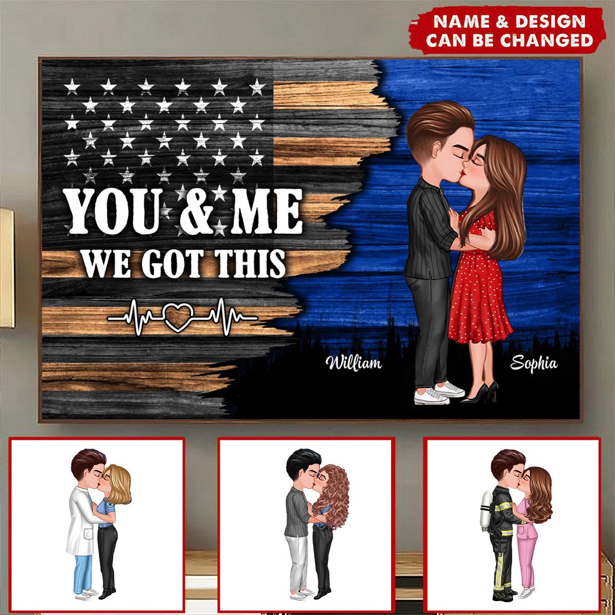 Customizable 'You & Me We Got This' Canvas Art for Hero Couples