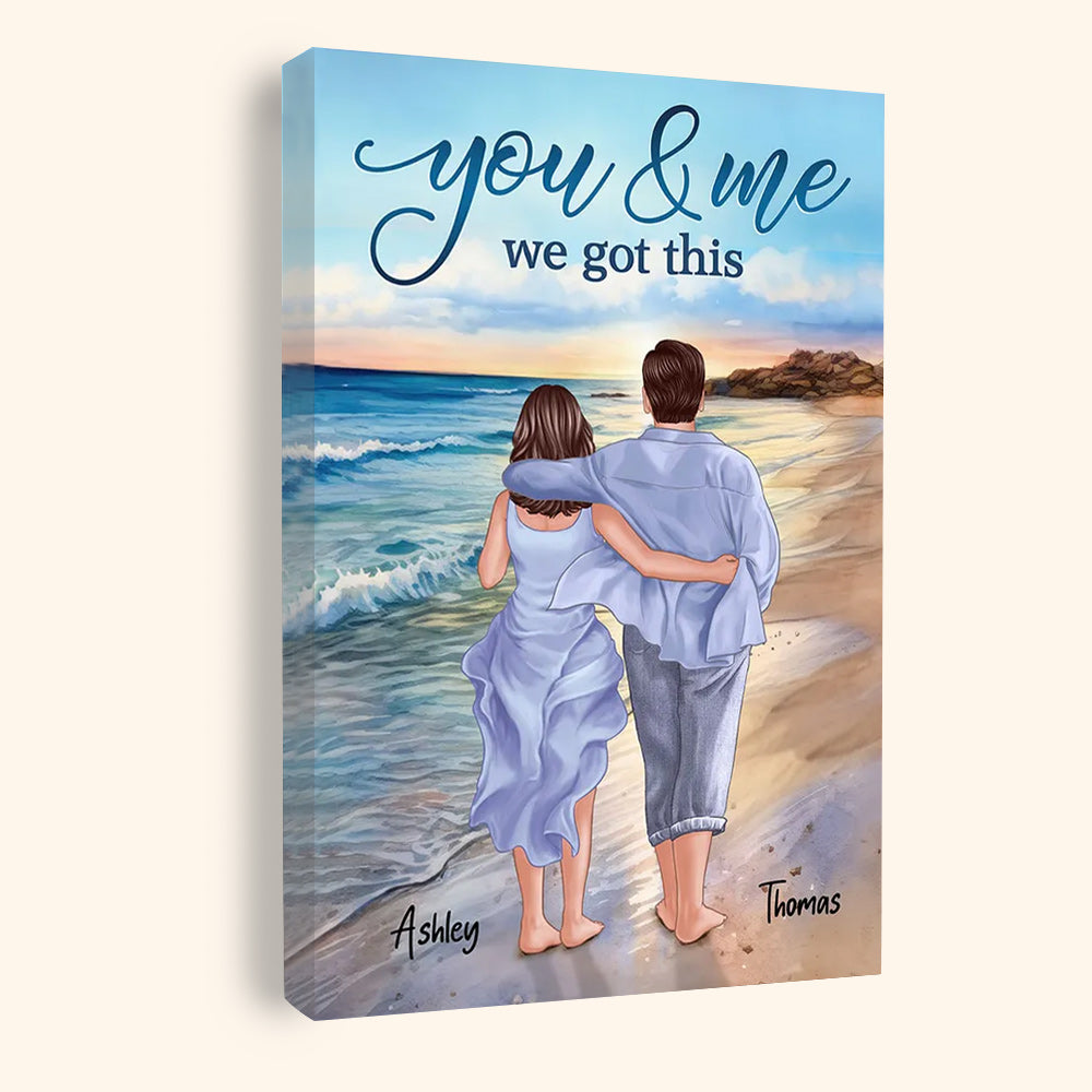Custom Couple Canvas / Poster: 'You & Me We Got This' Beach Wall Art for Anniversary