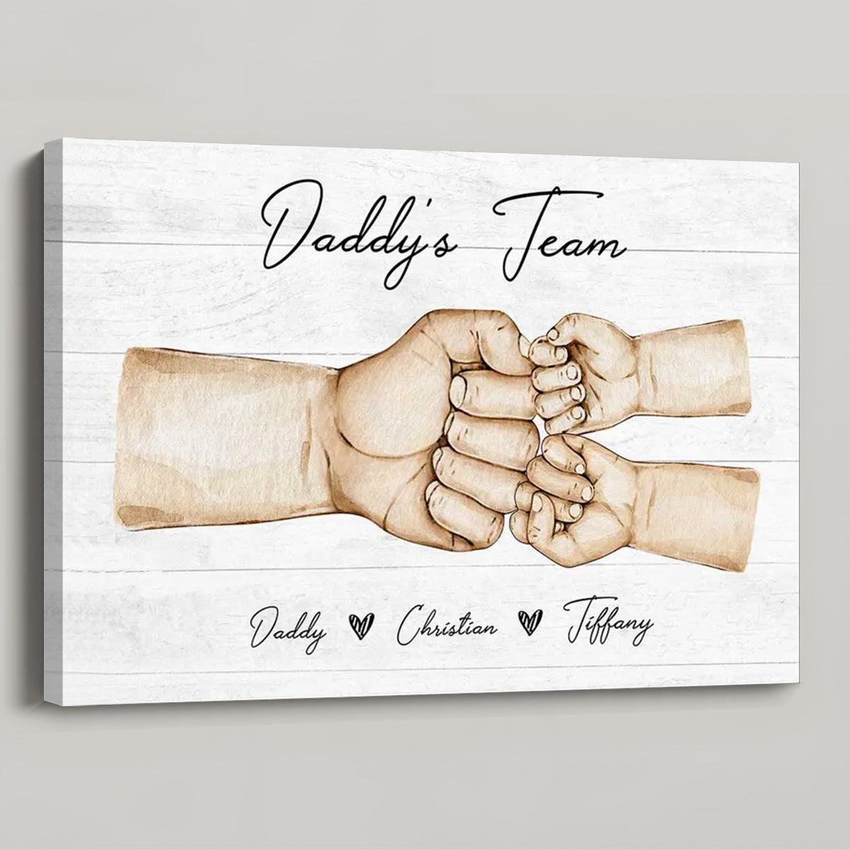 Personalized Daddy's Team Fist Bump Canvas for Dad: Father's Day Keepsake