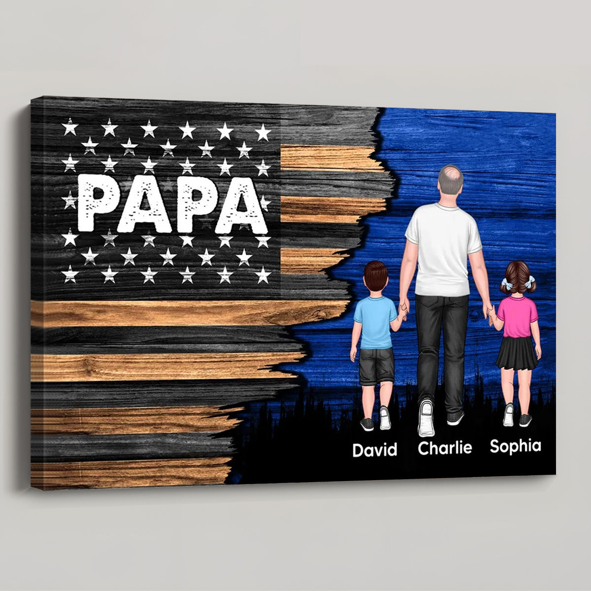 Personalized Papa Flag Canvas: Custom Family Wall Art for Dad & Grandpa