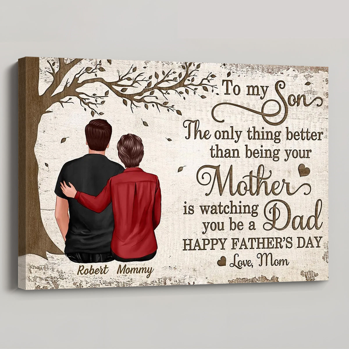 Custom Son Canvas from Mom: 'Watching You Be a Dad' Father's Day Gift