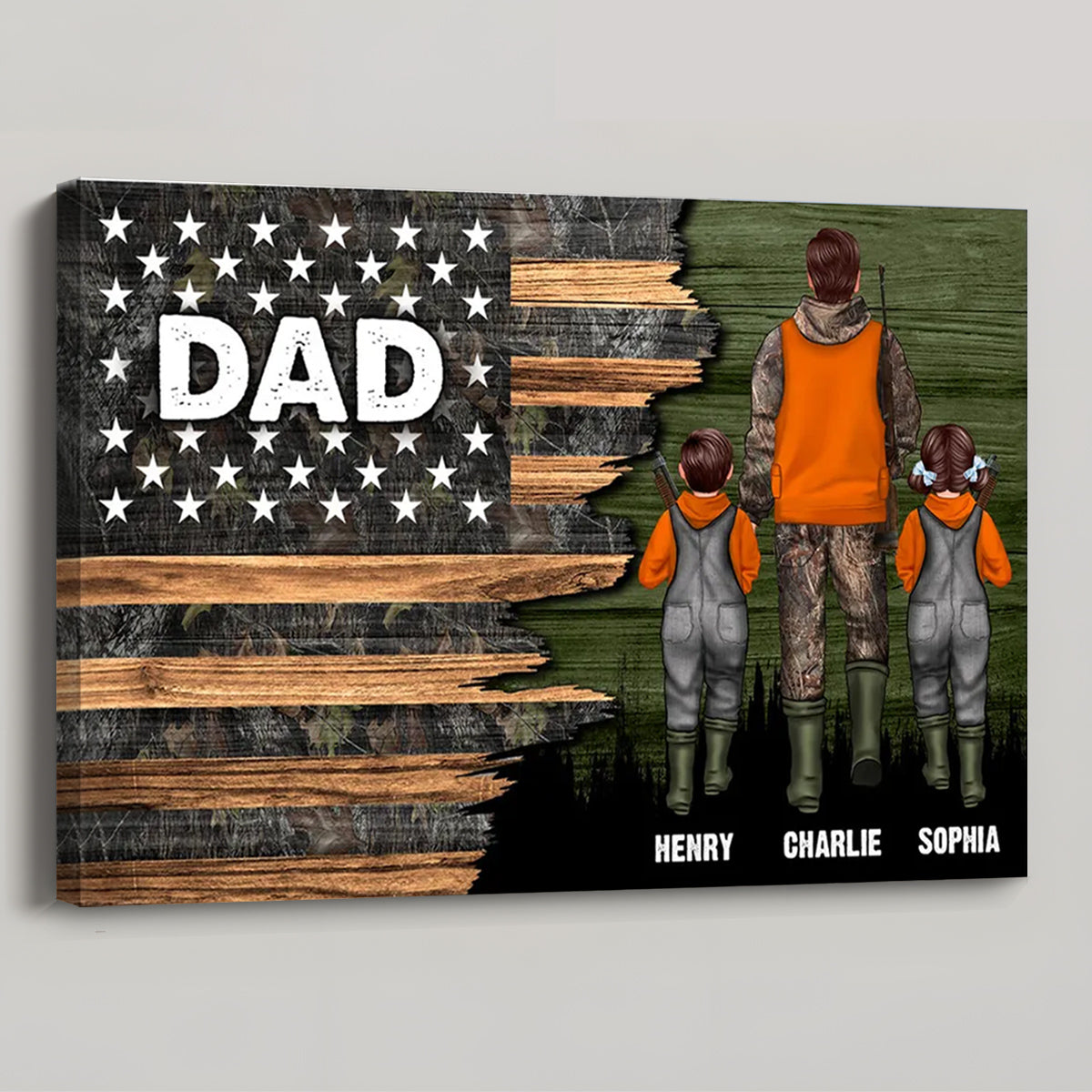 Custom "DAD" Hunting Flag Canvas - Personalized Father's Day Gift for Him