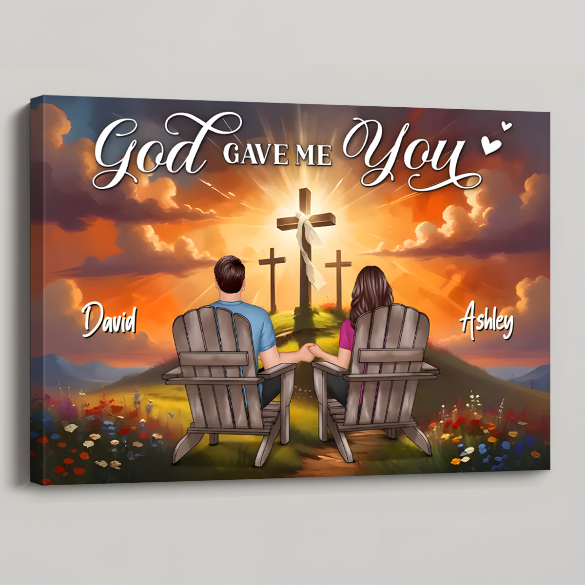 Personalized 'God Gave Me You' Couple Canvas - Christian Anniversary Gift