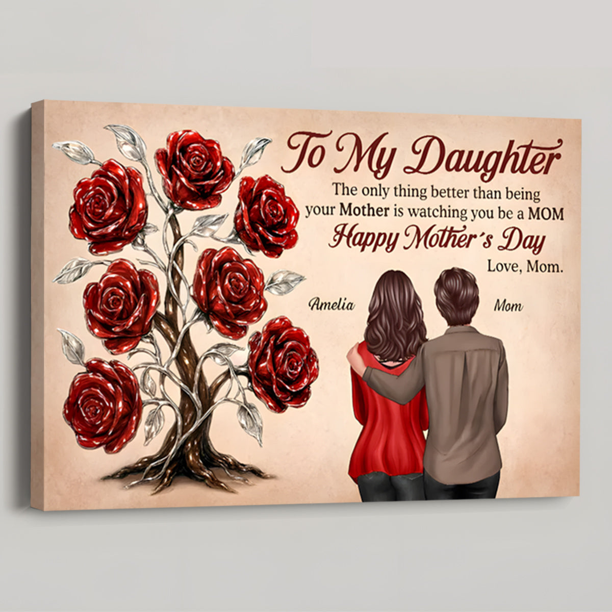 Personalized "Watching You Be a MOM" Mother's Day Canvas for Daughter