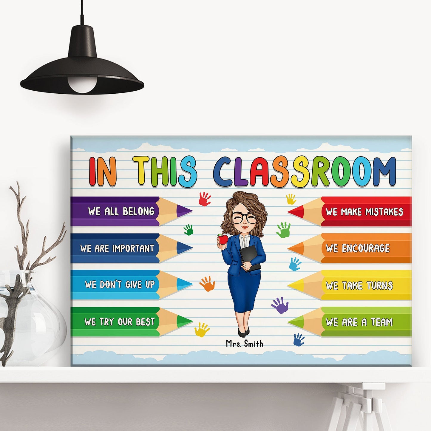 Custom 'In This Classroom We Are A Team' Teacher Canvas Wall Art