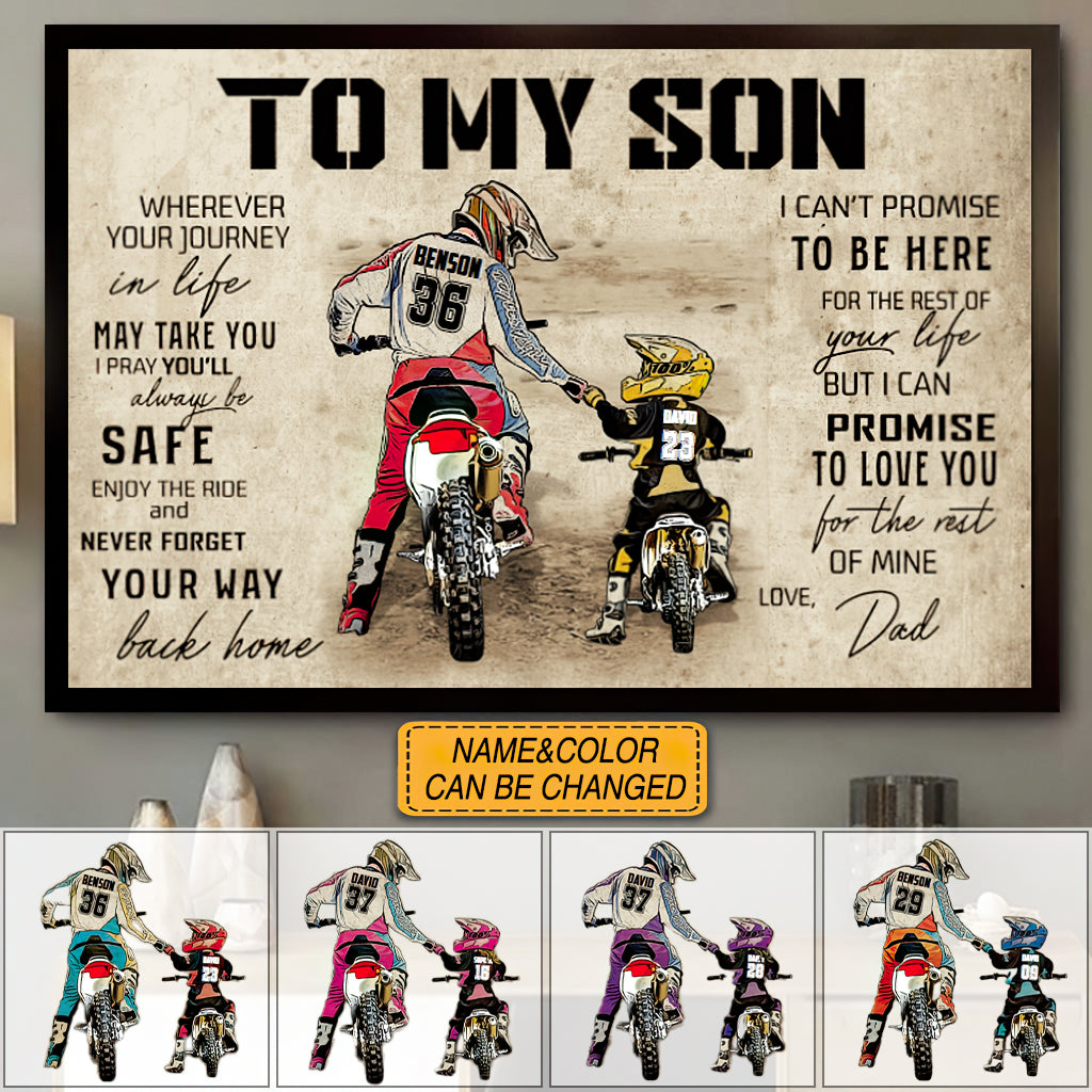Heartfelt Personalized 'To My Son' Motocross Canvas from Dad