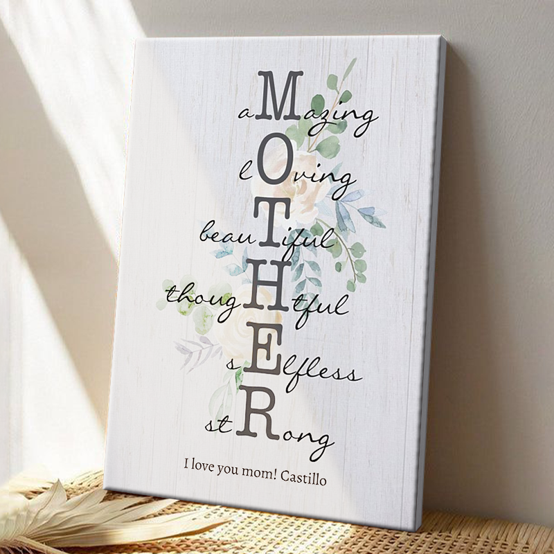 Custom 'MOTHER' Acrostic Canvas Art - Personalized Gift for Mom & Grandma