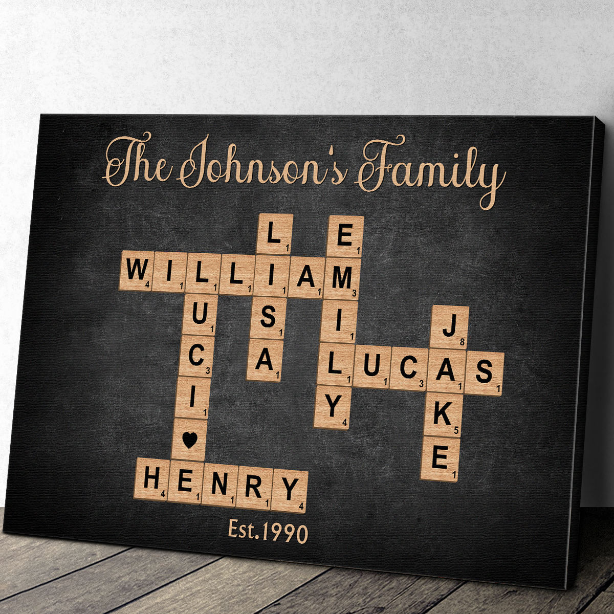 “The Family Ties” Crossword - Personalized Customized Canvas/ Poster