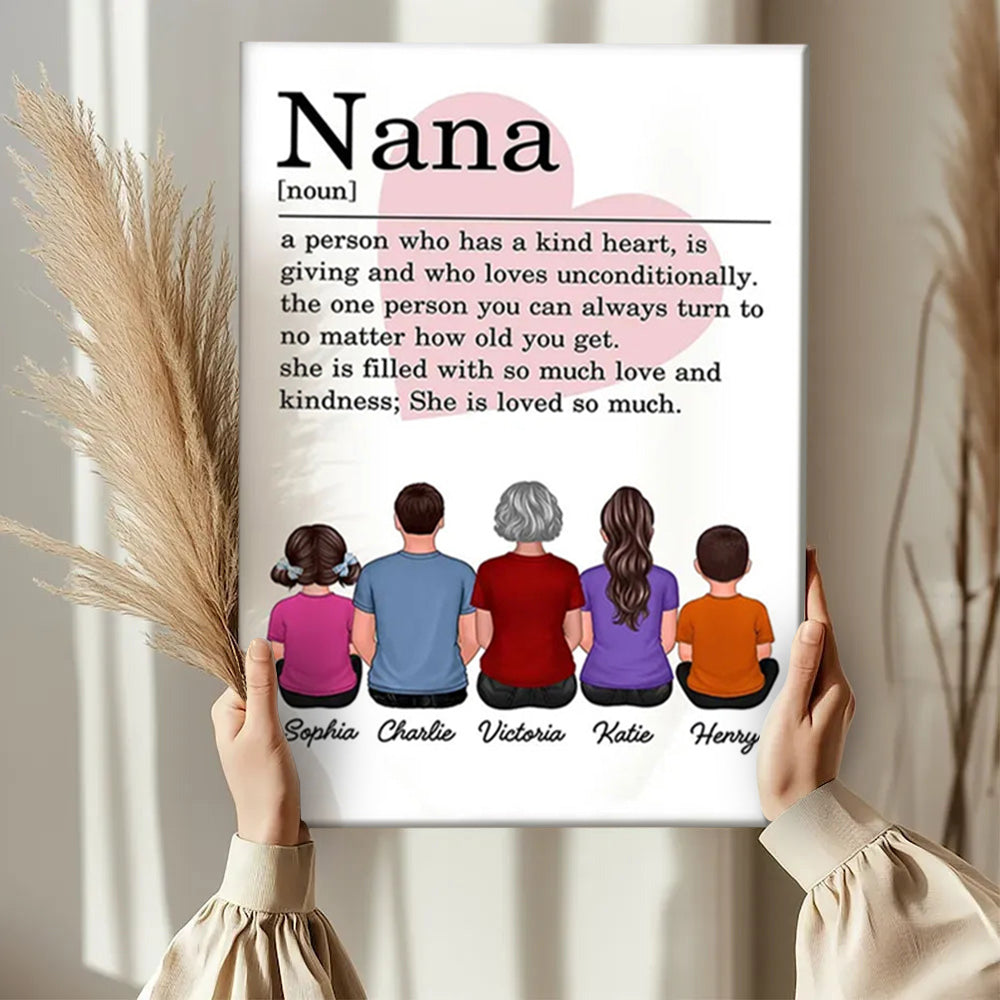 Personalized Nana 'Kind Heart' Definition Canvas for Grandma & Mom