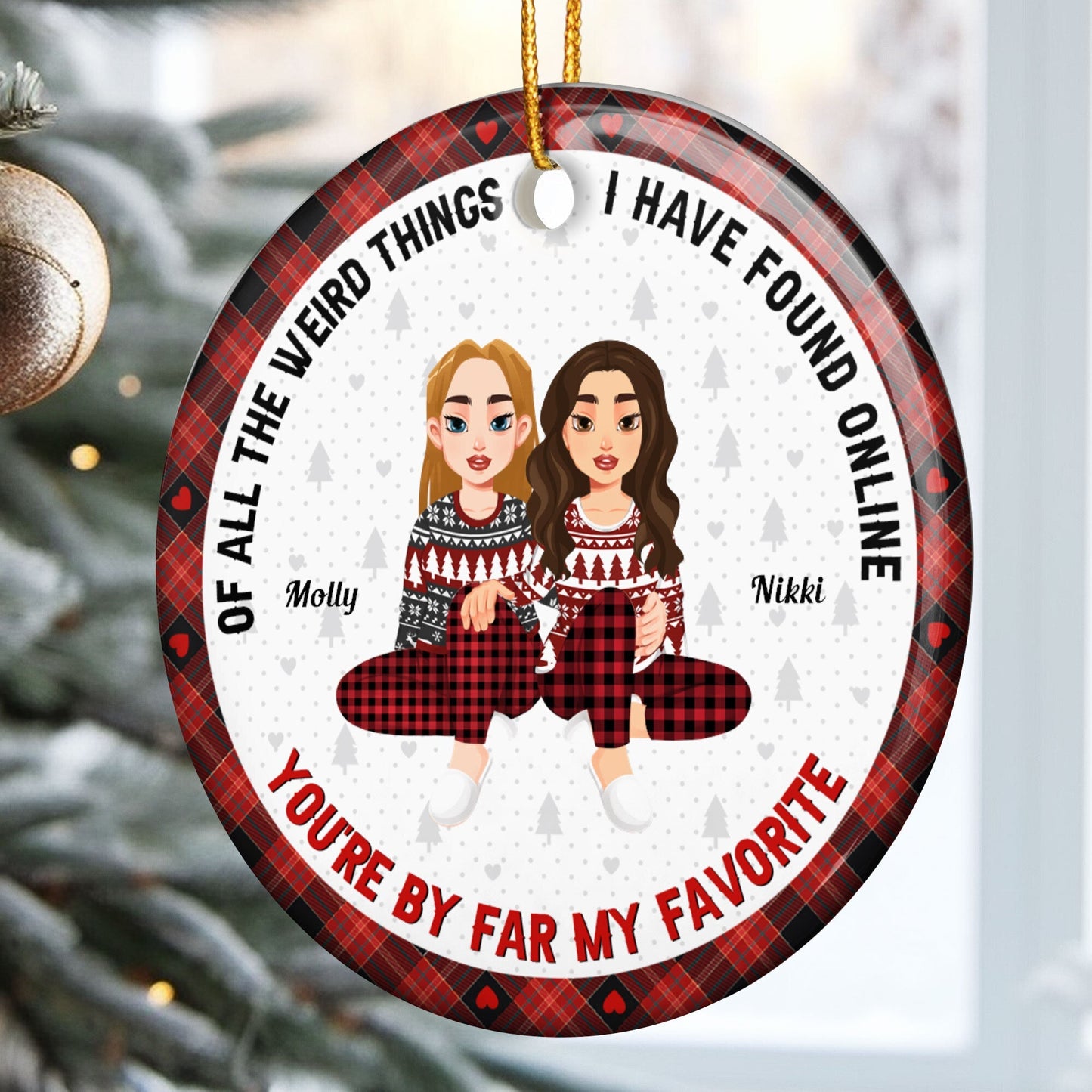 Personalized Funny Couple Christmas Ornament: 'You're By Far My Favorite'