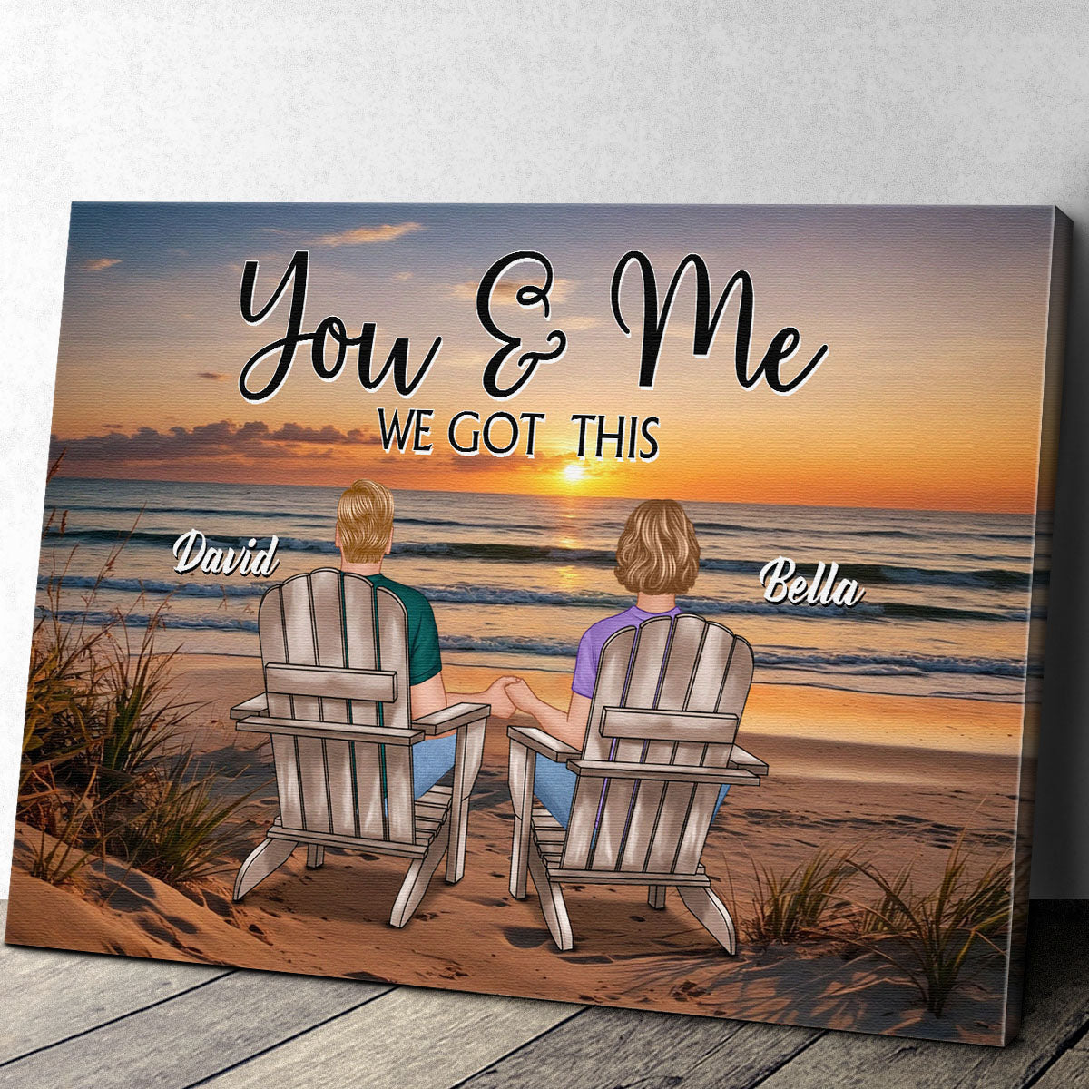 Custom You & Me We Got This Personalized Beach Sunset Canvas /  Poster for Couples
