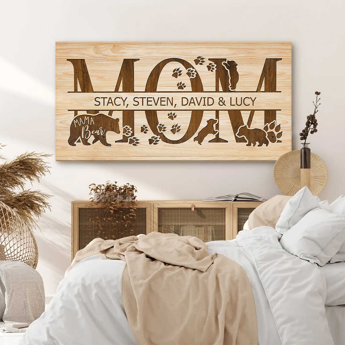 Personalized Mom Canvas Art with Kids' Names - Heartfelt Mother's Day Gift