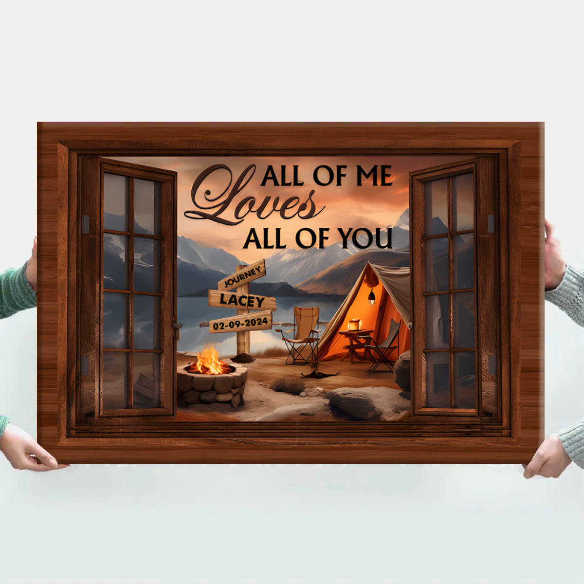Window View Personalized Canvas for Couples: 'All of Me Loves All of You'