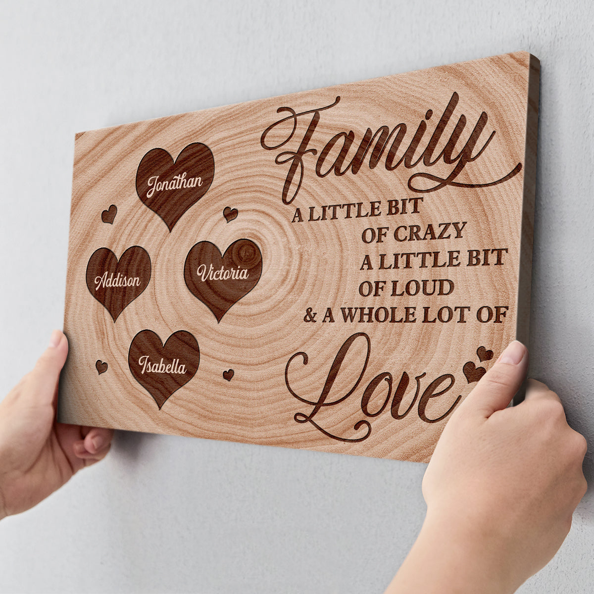 Personalized Family Canvas: 'A Little Bit Of Crazy, A Whole Lot Of Love' Custom Names Home Decor