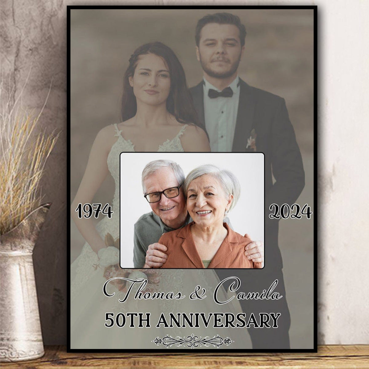 Custom 50th Anniversary Photo Canvas for Couples - Timeless Love Keepsake