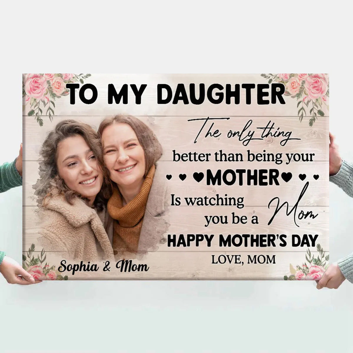 Personalized Photo Canvas for Daughter: "Watching You Be a Mom" Gift