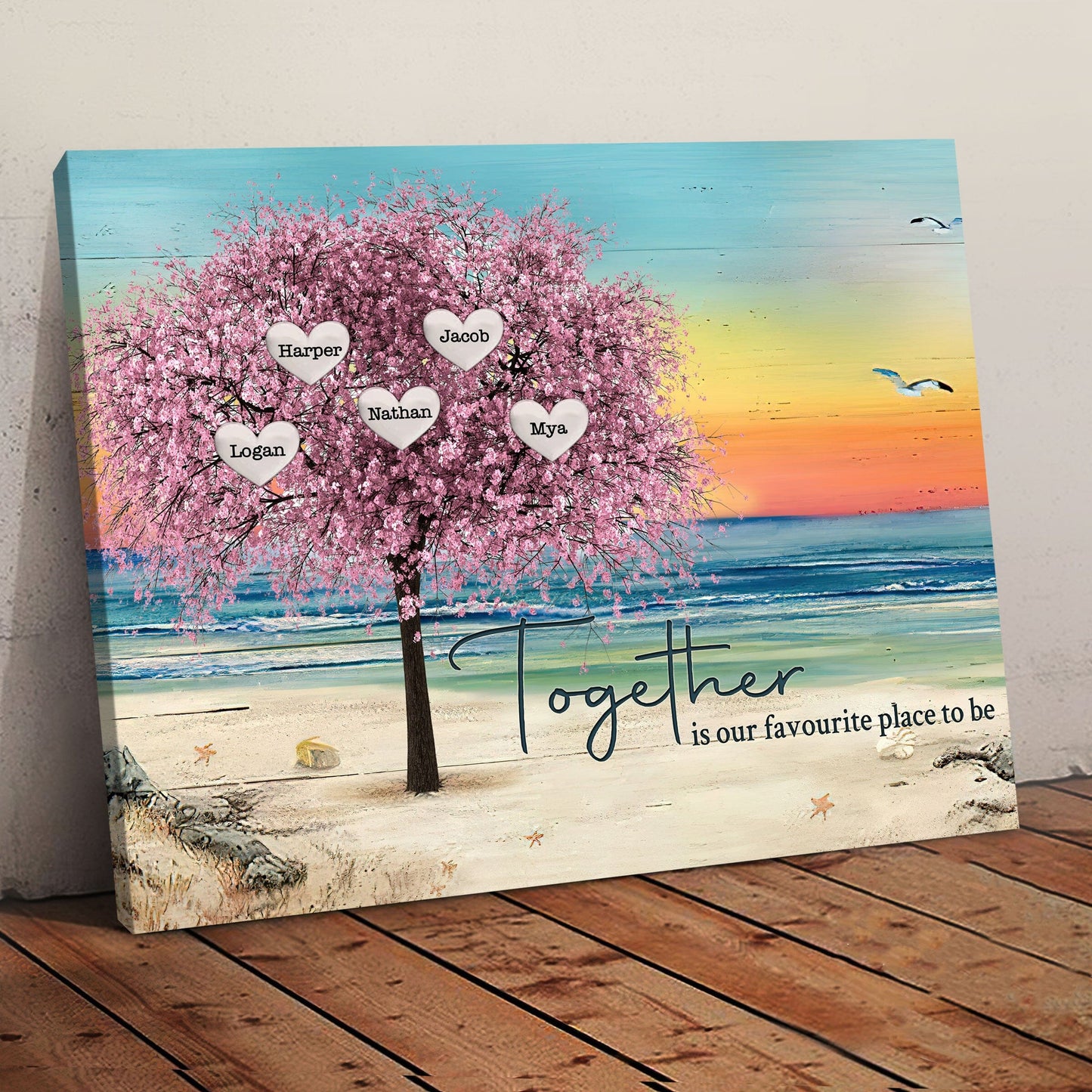 Personalized Family Tree Canvas Art: Custom Names 'Together We Make a Family' Gift