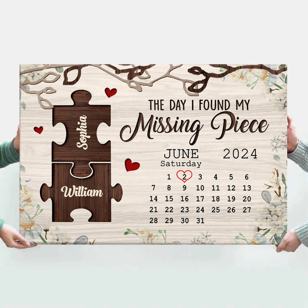 Personalized 'My Missing Piece' Canvas Gift for Couples & Anniversaries