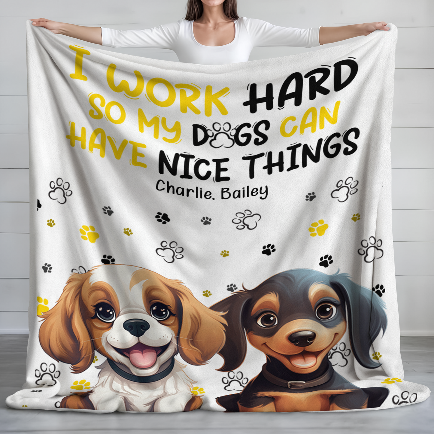 Personalized Dog Lover Blanket: 'I Work Hard So My Dog Can Have Nice Things' Gift
