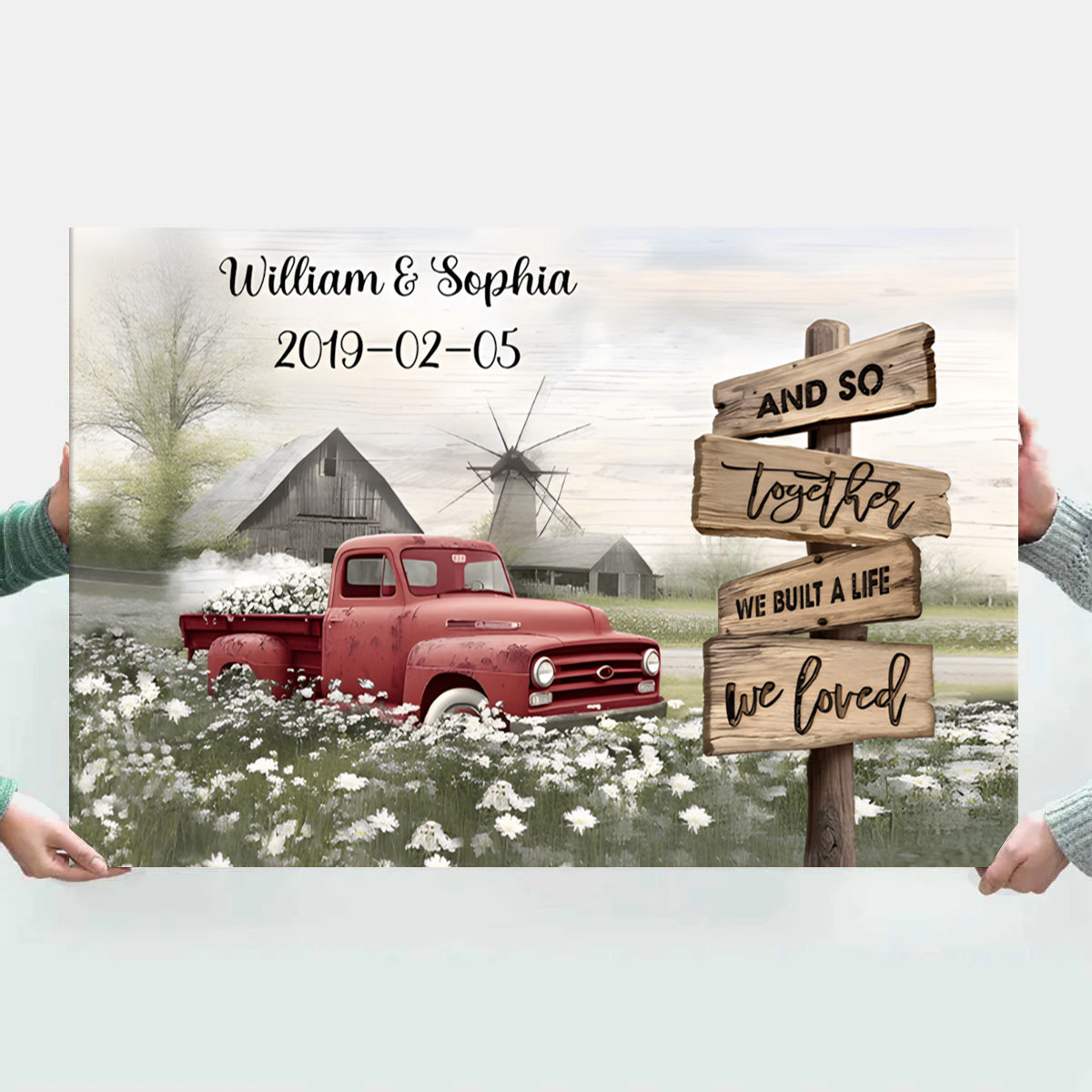 Personalized Couple Canvas / Poster: 'Together We Built A Life We Loved' Rustic Truck Wall Art