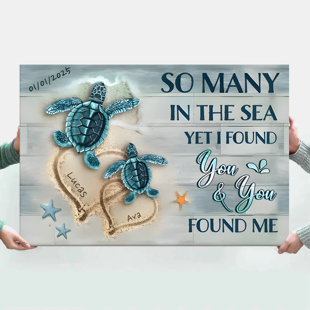 Personalized Beach Turtle Canvas for Couples - I Found You & You Found Me