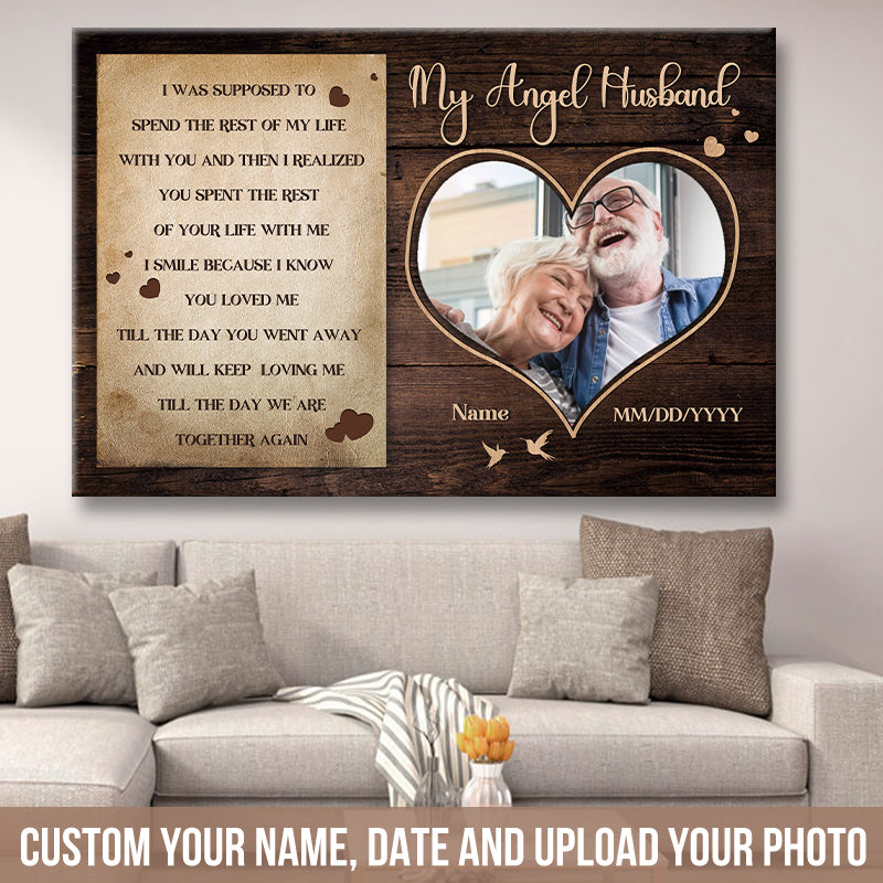 Custom Photo Memorial For Loved One Canvas: 'My Angel Husband' Personalized Gift