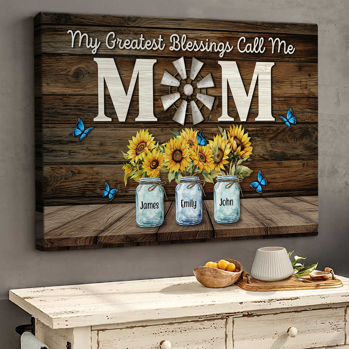 Personalized 'My Greatest Blessings Call Me Mom' Custom Canvas Gift