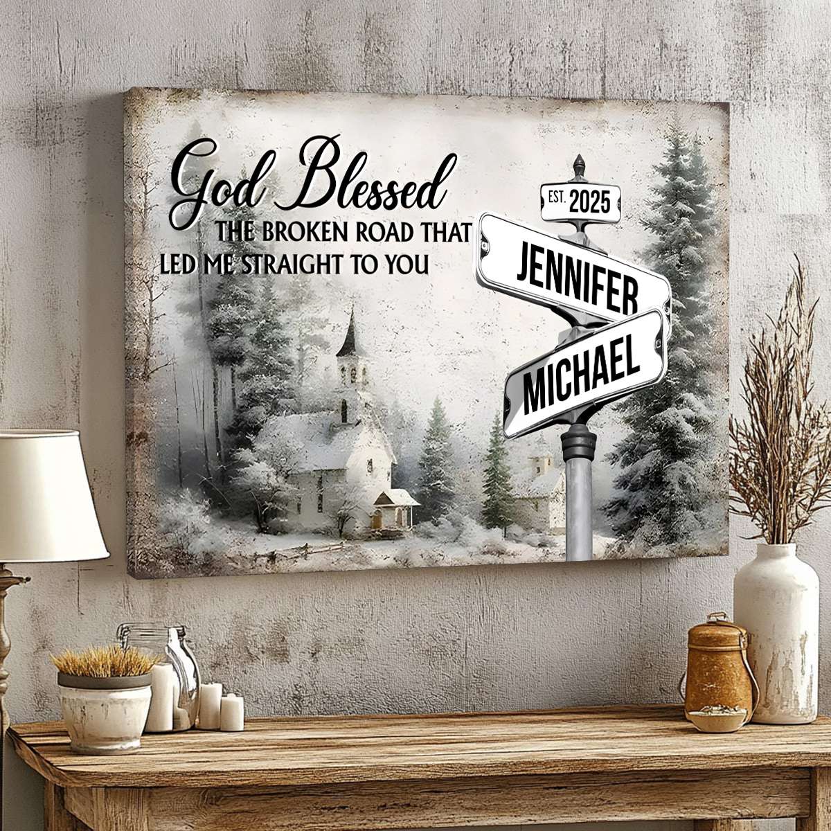 Our Love’s Journey: Personalized Anniversary Poster / Canvas - Where Two Paths Became One