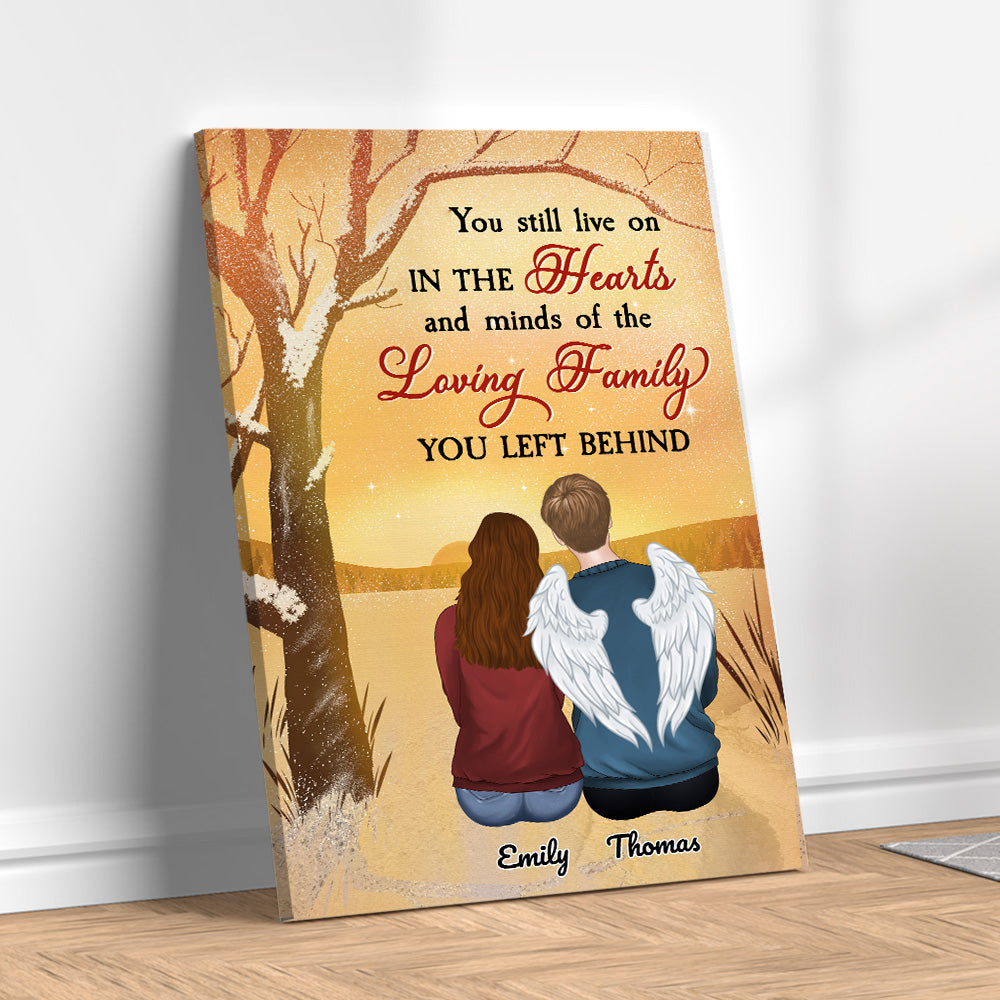 Custom Memorial For Loved One Canvas for Wife/Husband: 'You Still Live On In Hearts' Art