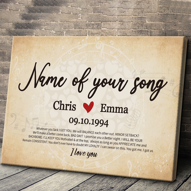 Personalized 'Whatever You Lack I Got You' Song Art Canvas for Couples