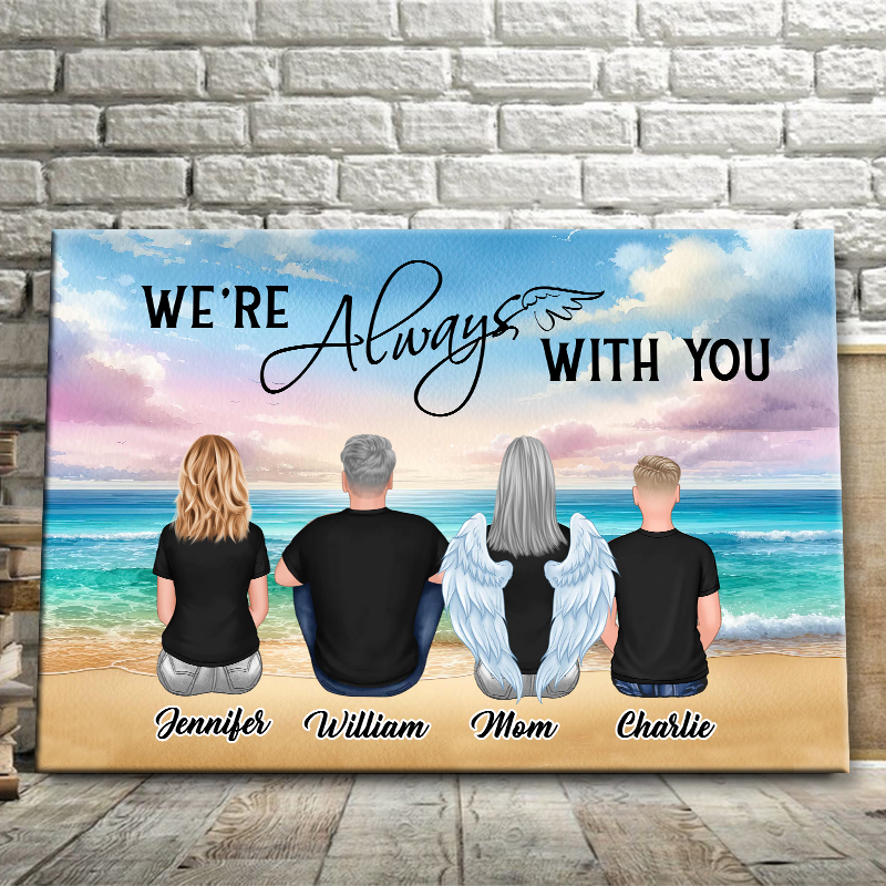Personalized 'We're Always With You' Memorial For Loved One Family Canvas Wall Art
