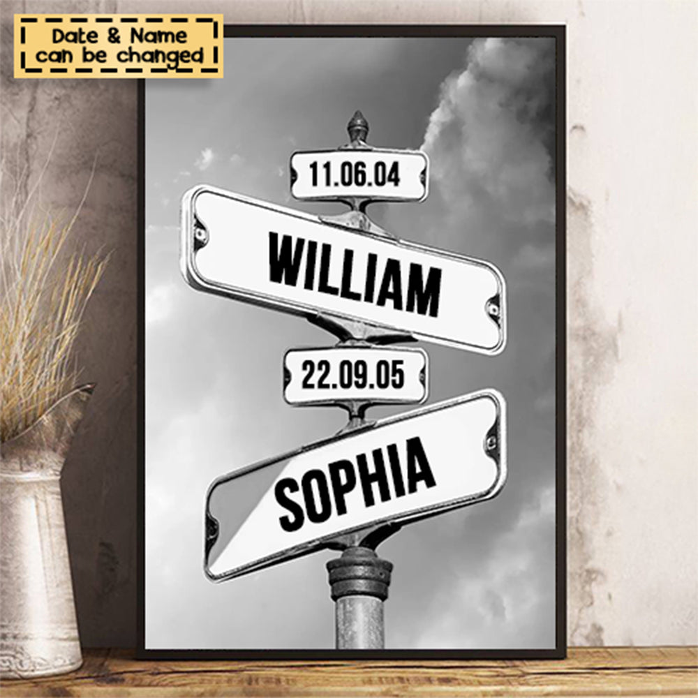 Personalized Family Birth Date Street Sign Canvas - Custom Wall Art
