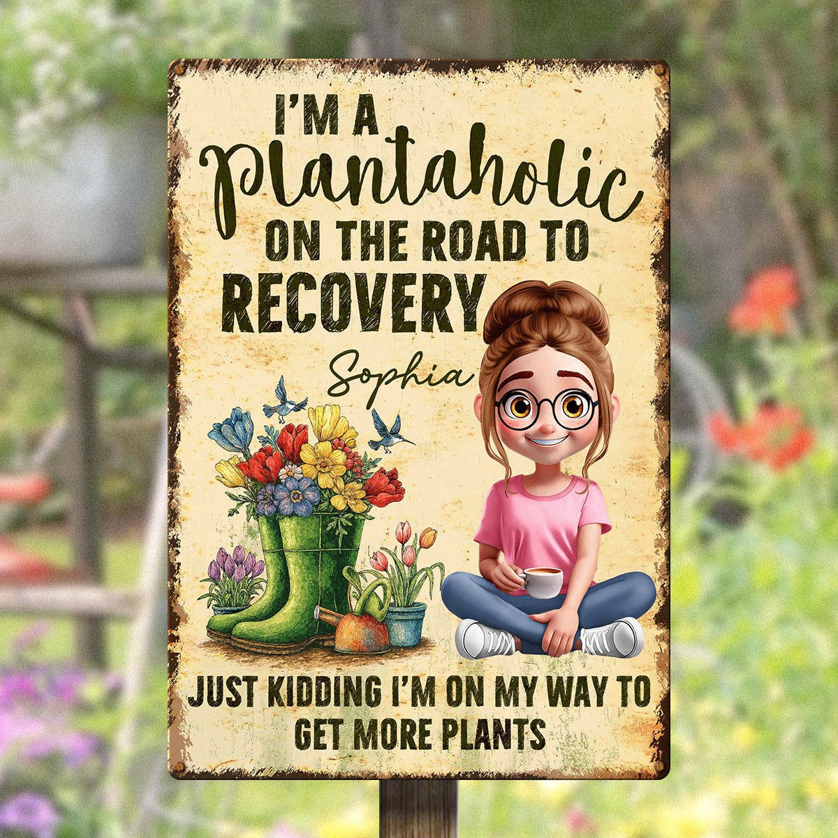 I'm A Plantaholic On The Road To Recovery - Personalized Customized Metal Sign