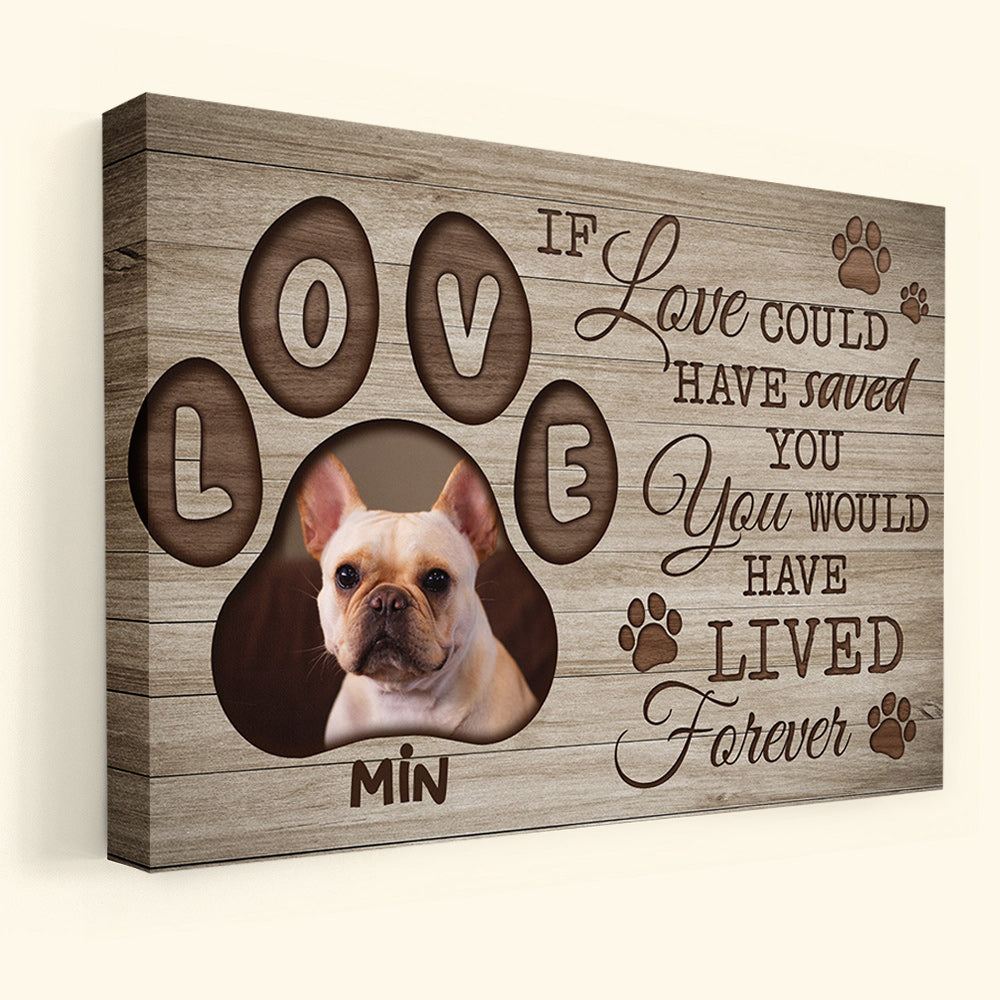 Heartfelt Pet Memorial For Loved One Canvas: 'If Love Could Have Saved You' Custom Photo Keepsake for Dog Lovers