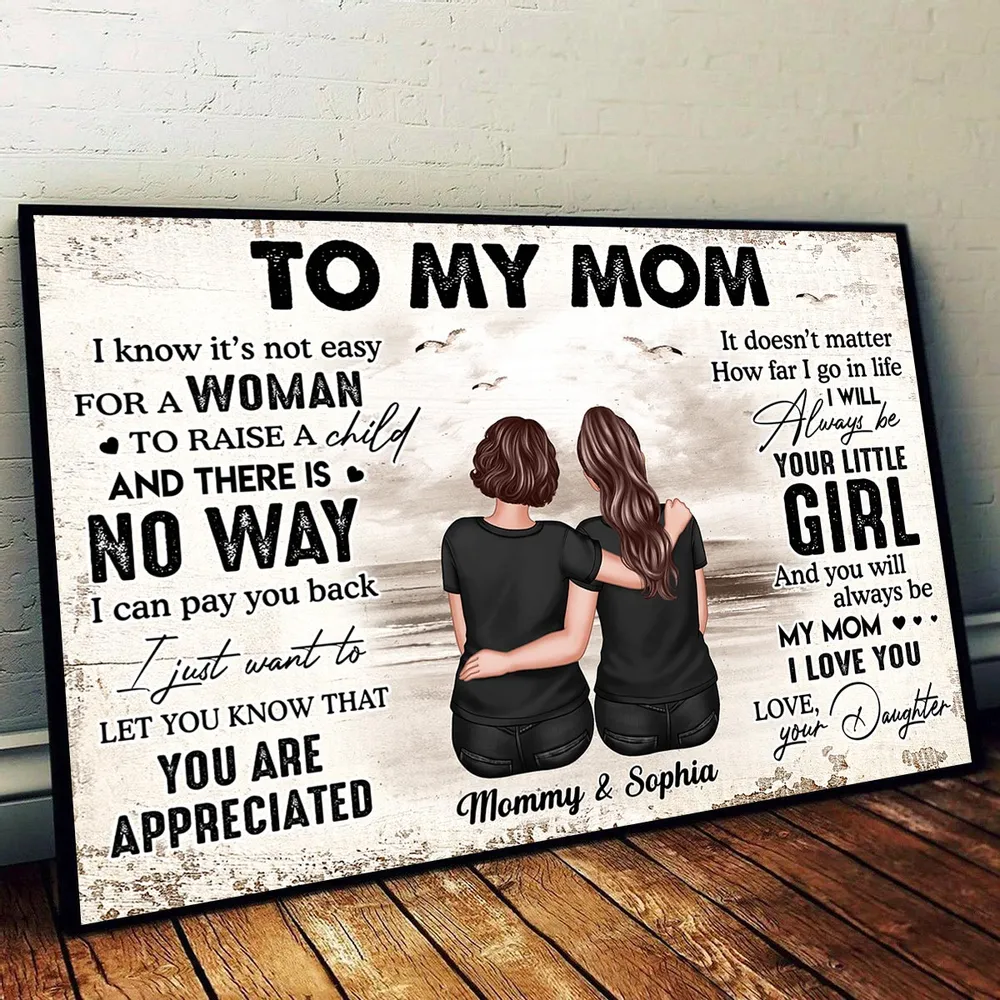 Personalized Mom Daughter Canvas: "Always Your Little Girl" Wall Art