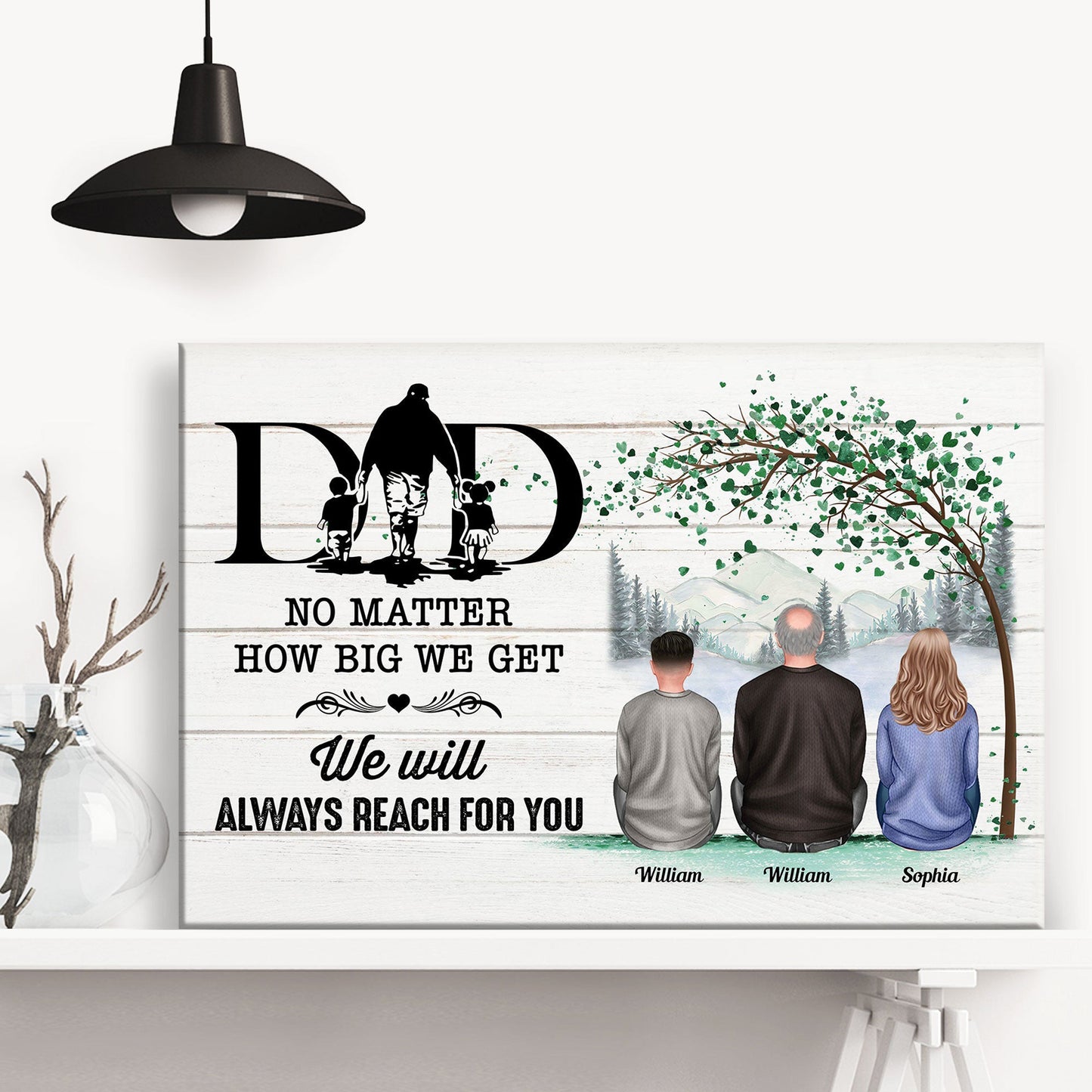 Custom Dad Canvas: "No Matter How Big We Get" Personalized Family Gift