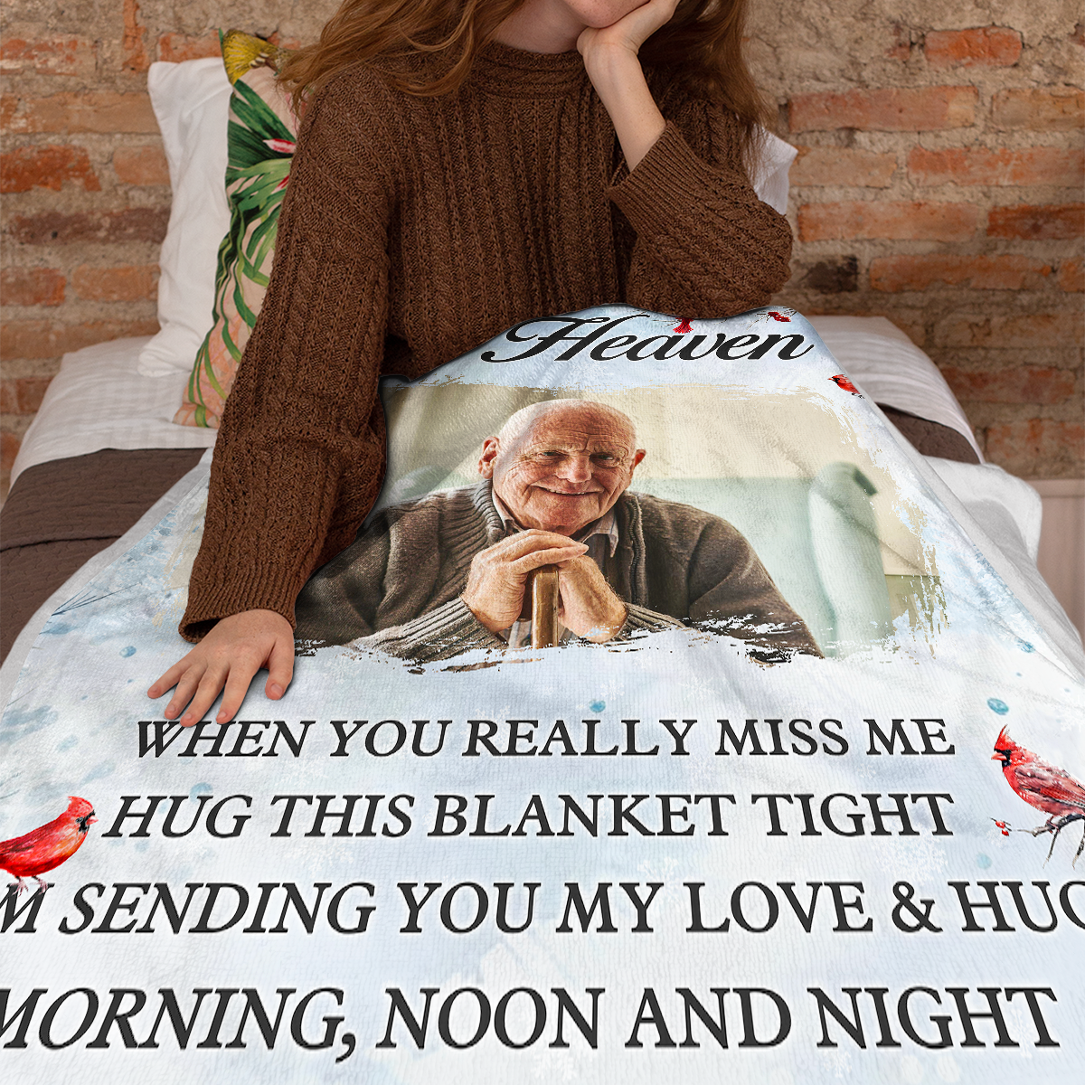 Personalized Photo Blanket: 'A Hug From Heaven' Memorial For Loved One Gift for Loved Ones