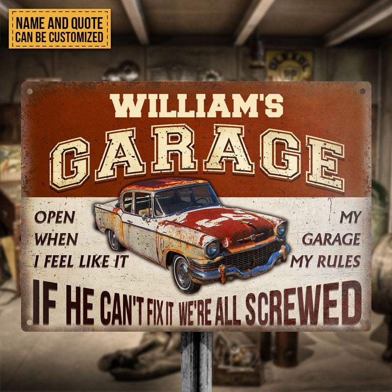 What Happened In The Garage Stays In The Garage - Personalized Custom Classic Metal Signs