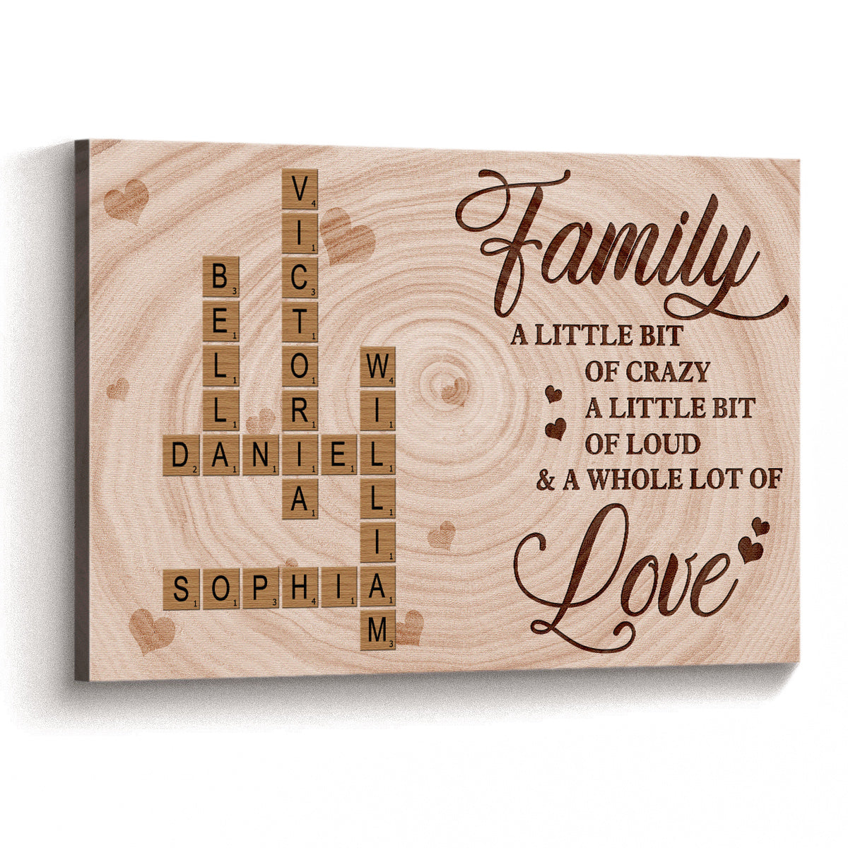 A Little Bit Crazy, A Whole Lot of Love - Personalized Family Crossword Canvas/poster