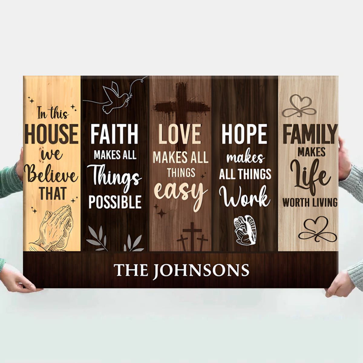 Personalized "In This House We Believe" Family Faith Hope Love Canvas