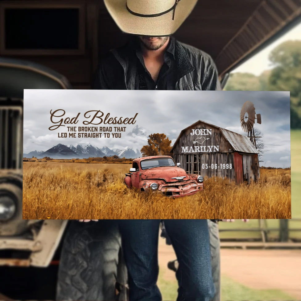 Personalized "Broken Road" Canvas | Rustic Anniversary Gift for Couples