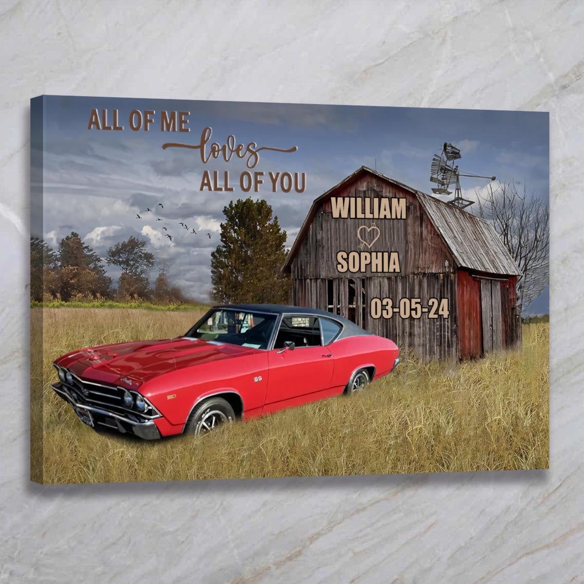 Custom "All of Me Loves All of You" Couples Canvas Art - Anniversary Gift